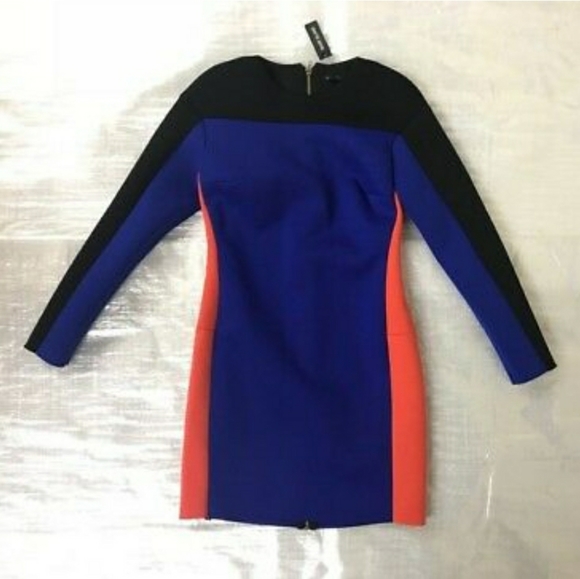 🎀Blue Color Block Scuba Body Con Dress - Picture 3 of 3